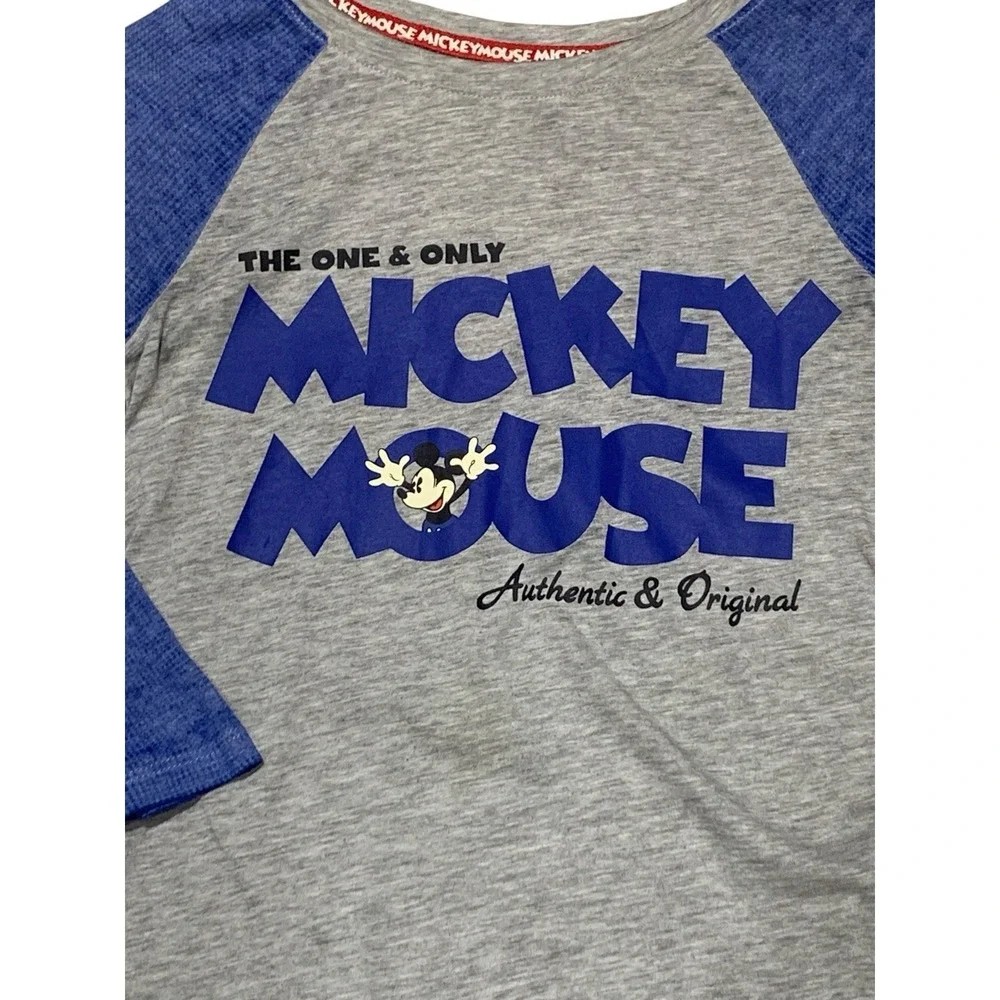 DISNEY PARKS Mickey Mouse Youth Raglan Shirt Kids Small Blue Gray